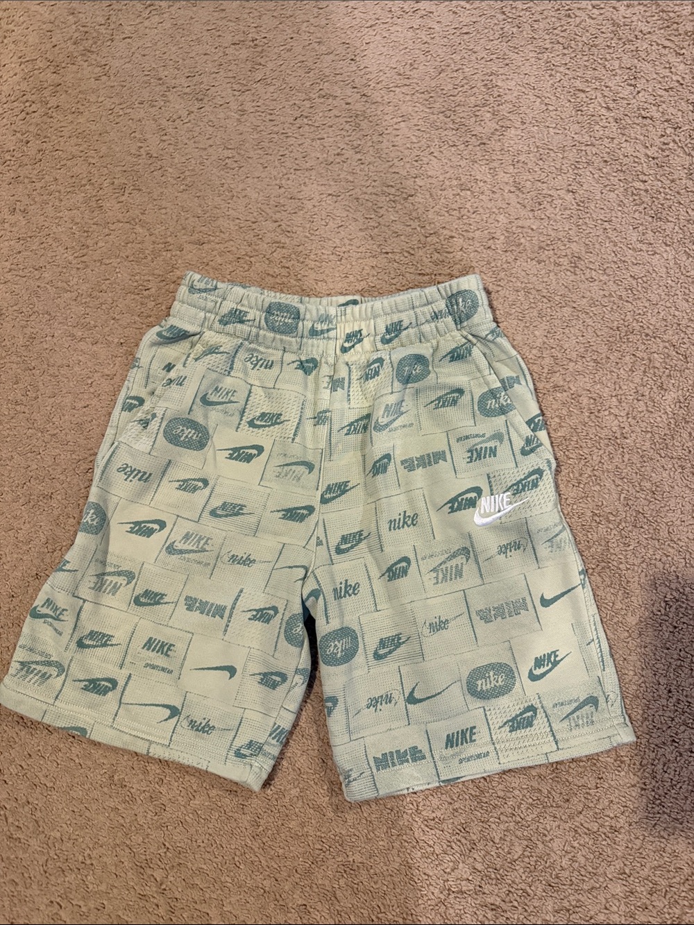 Nike Mint Green Logo Print Kids Shorts